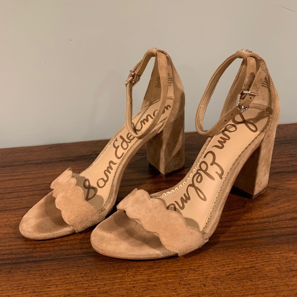 Sam Elderman Odila Tan Ankle Strap Heels